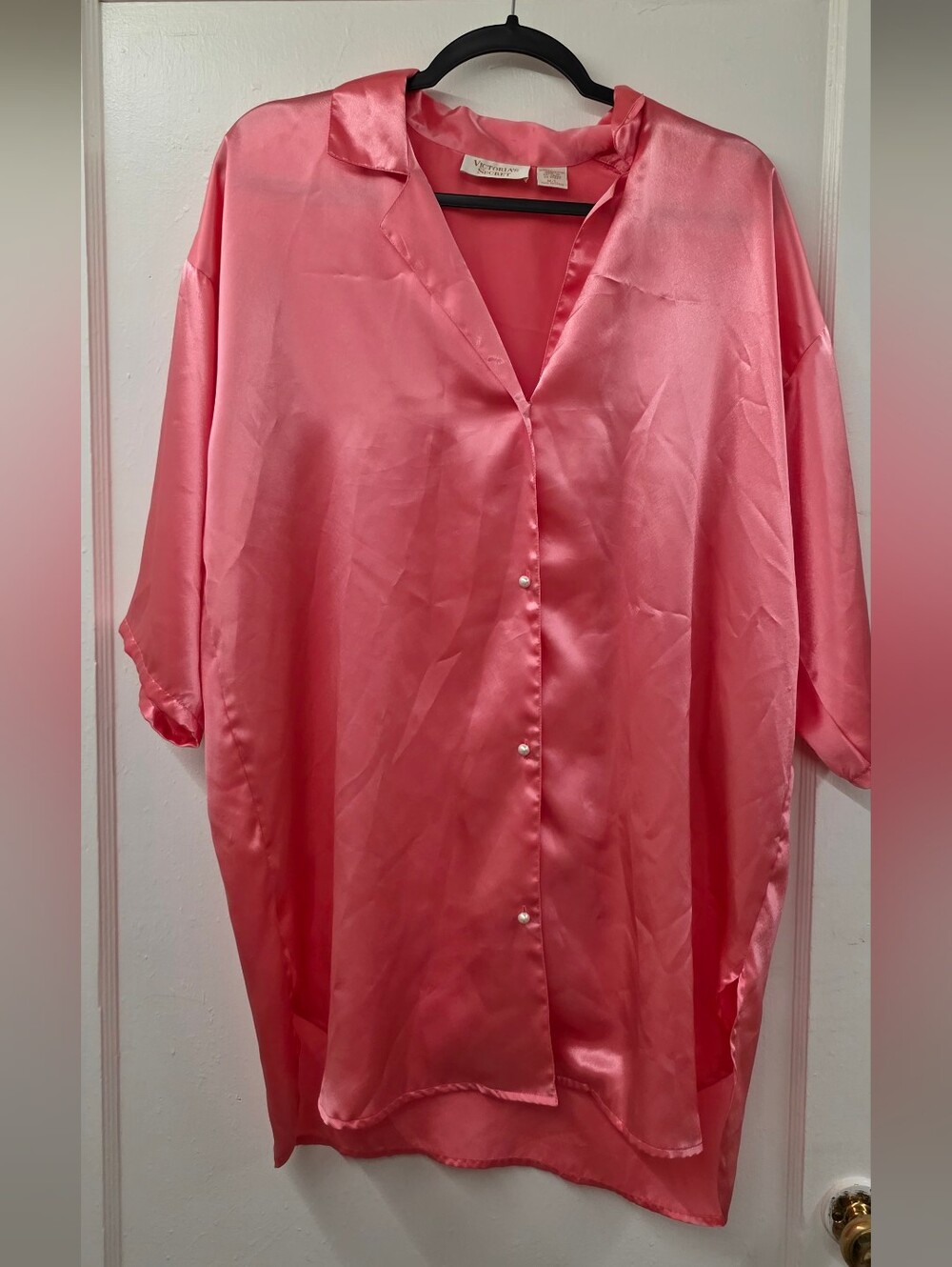 Vintage Victoria’s Secret Gold Label Pink Satin Sleep Shirt M/L